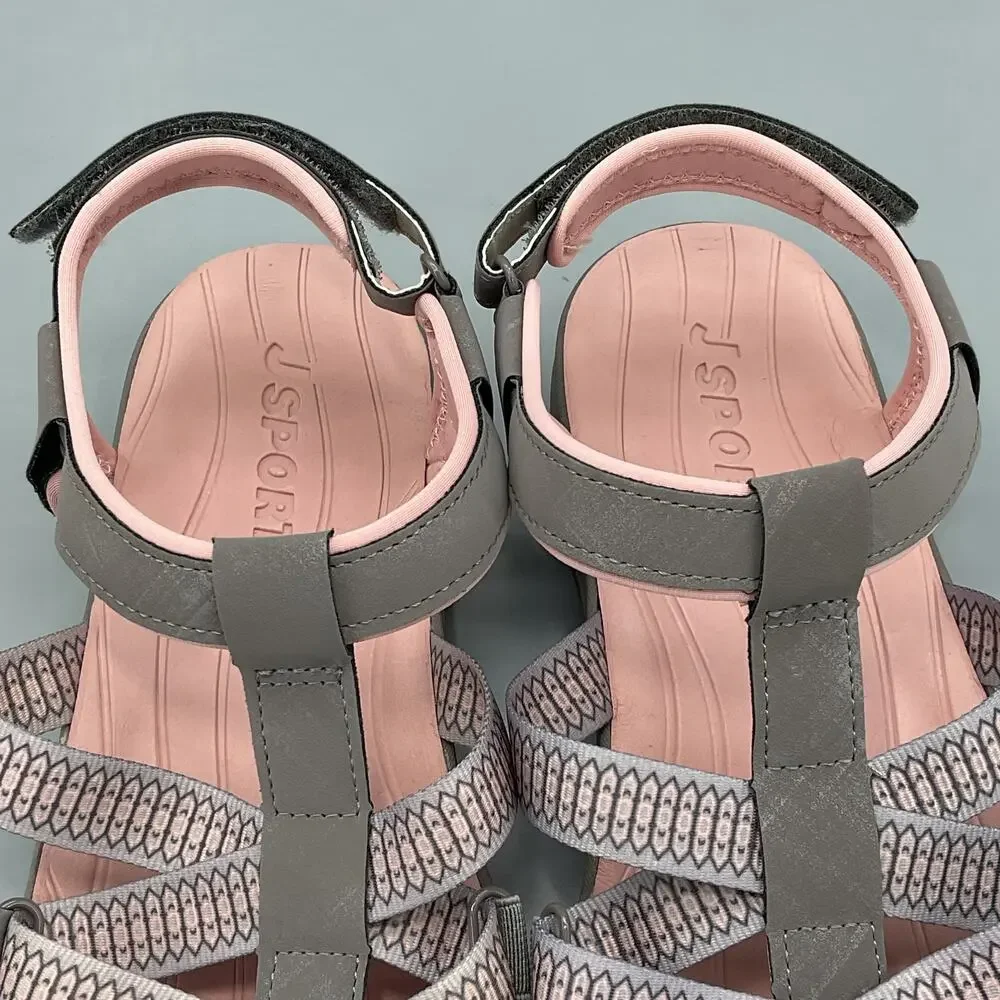 NEW Jsport Women’s Kaia Walking Sandals Grey/Pink Size 8